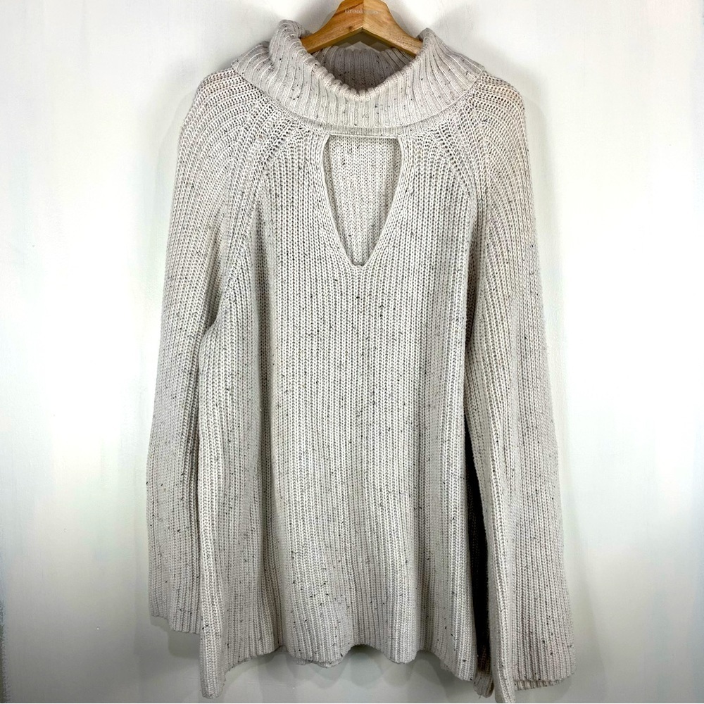 Lane Bryant Longline Chunky Knit Key Hole Turtleneck Pullover Sweater Size 26/28